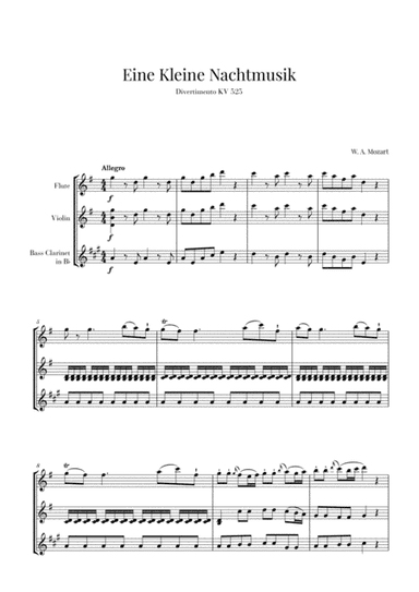 Eine Kleine Nachtmusik for Flute, Violin and Bass Clarinet (arr. Cadenza Editions)