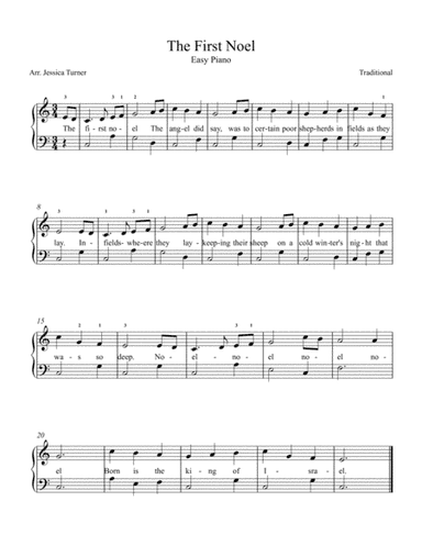 The First Noel-- easy piano (arr. Jessica Turner)