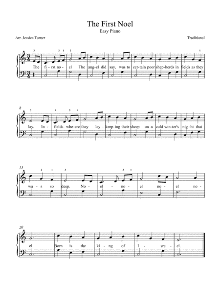 The First Noel-- easy piano (arr. Jessica Turner)
