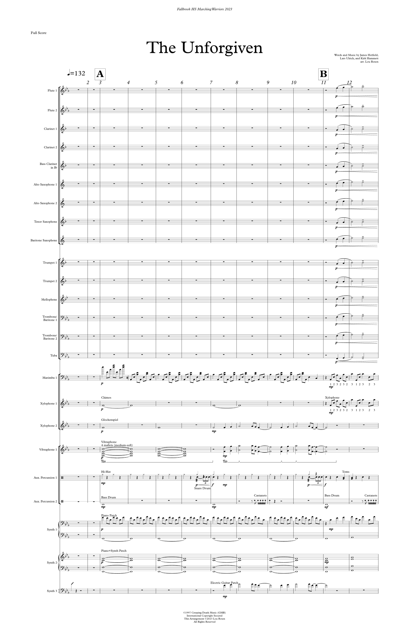 The Unforgiven Ii - Score Only (arr. Lou Rosen)