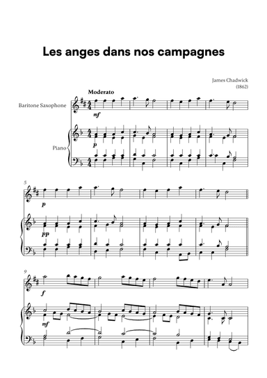 Les anges dans nos campagnes (for Baritone Sax and Piano) (arr. Cadenza Editions)
