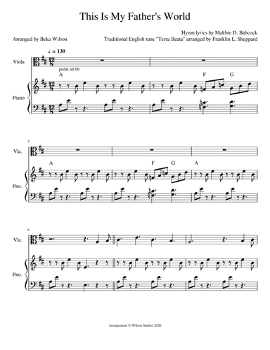 This Is My Father's World--viola solo (arr. Beka Wilson)