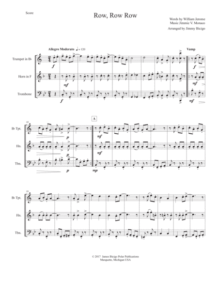 Row, Row, Row (arr. Jim Bicigo)