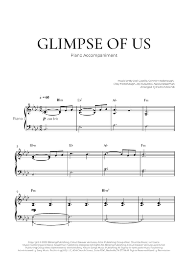 Glimpse Of Us (arr. Pedro Merendi)