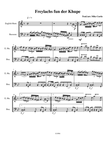 Freylachs fun der Khupe for English Horn and Bassoon (arr. Mike Curtis)