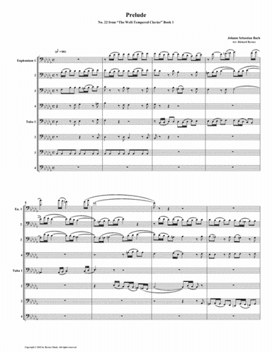 Prelude 22 from Well-Tempered Clavier, Book 1 (Euphonium-Tuba Octet) (arr. Richard Byrnes)