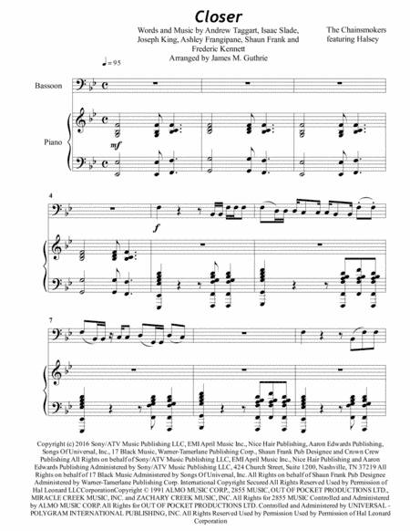 Closer (arr. James M. Guthrie, ASCAP)