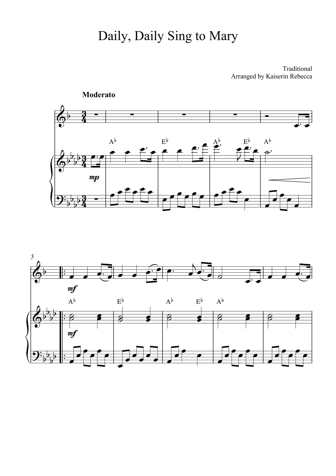 Daily, Daily Sing to Mary (arr. Kaiserin Rebecca)