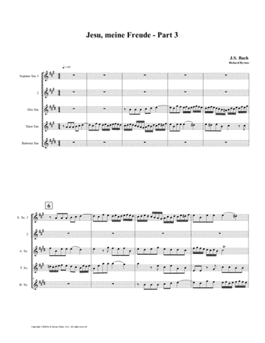 Jesu, meine Freude - Part 3, by J.S. Bach for Saxophone Quintet (arr. Richard Byrnes)