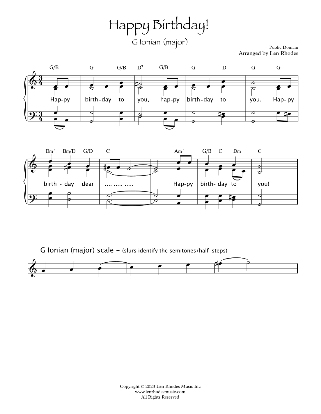 Happy Birthday Through The Modes - for piano (arr. Len Rhodes)