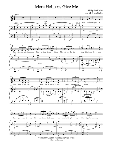 More Holiness Give Me for SATB Choir & Piano (arr. M. Ryan Taylor)