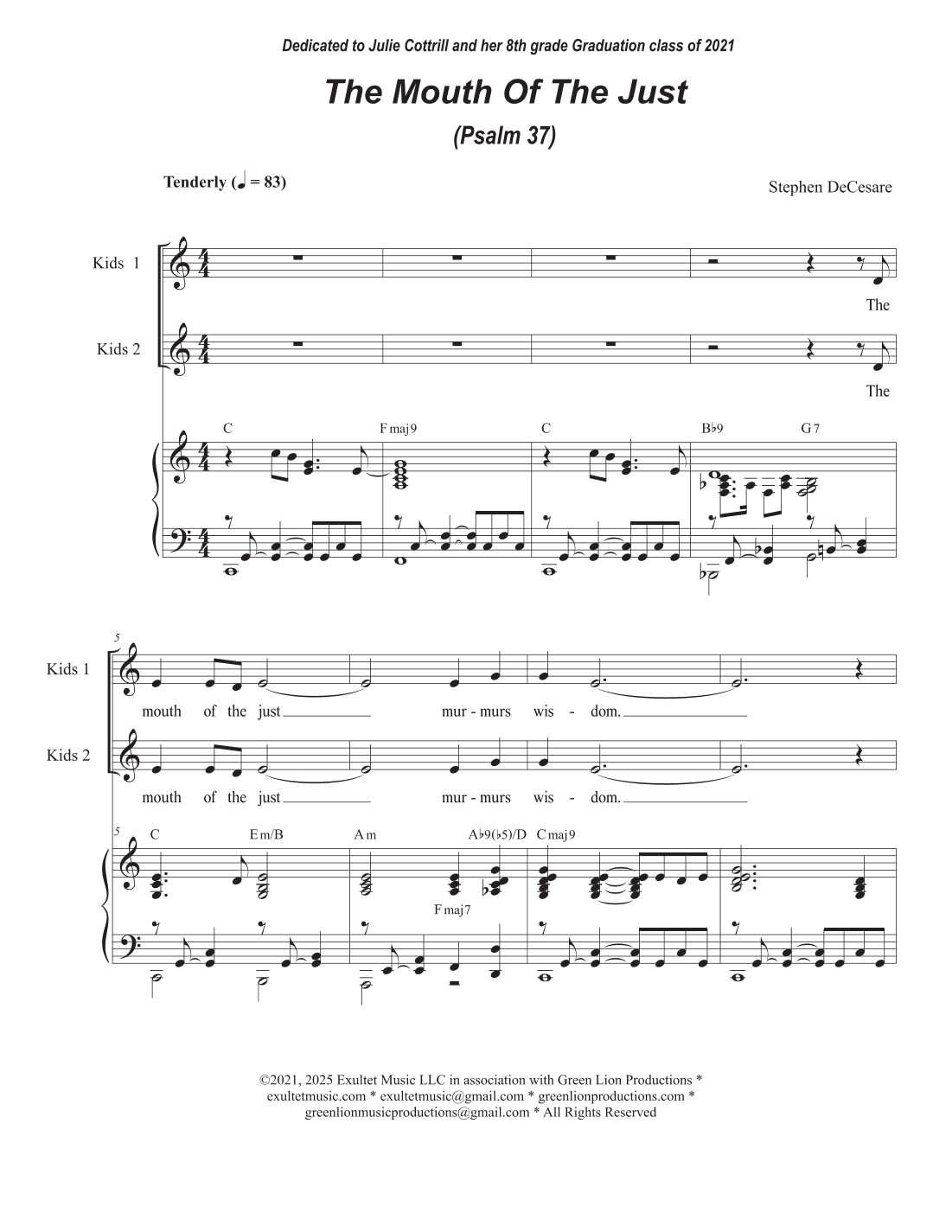 The Mouth Of The Just (Psalm 37) (Children's Choir version)