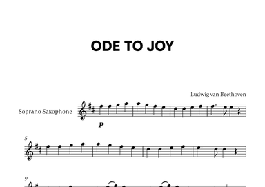 Beethoven - Ode to Joy (for Soprano Saxophone Solo) (arr. Cadenza Editions)