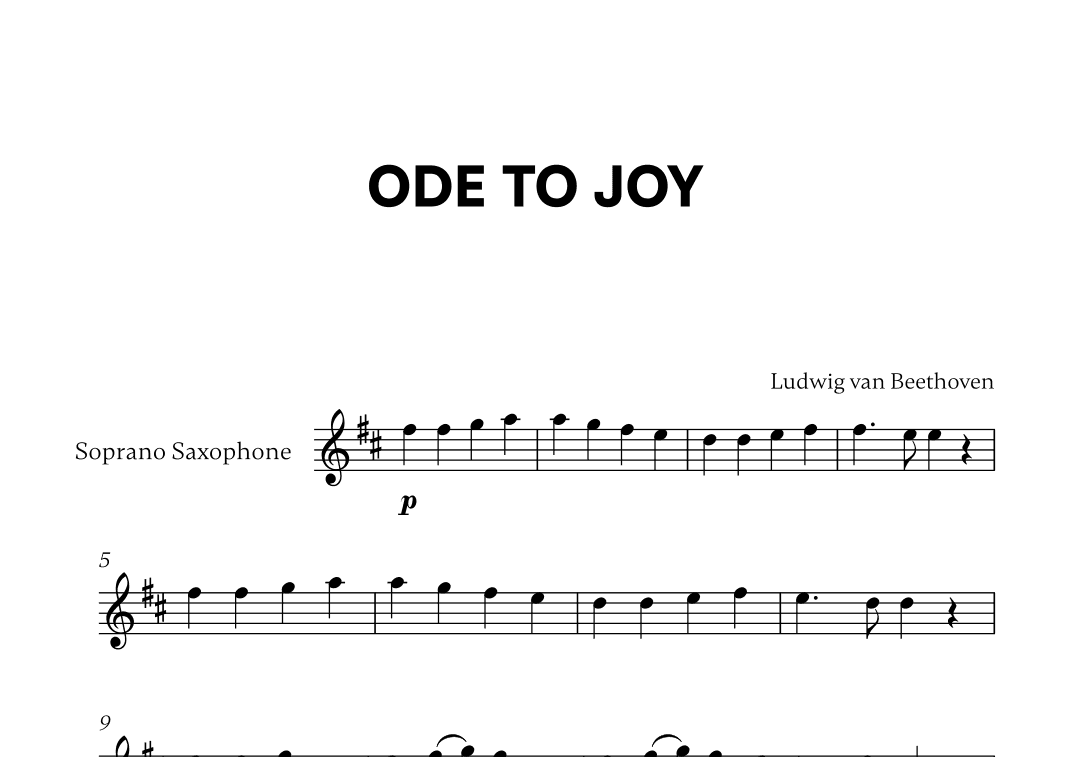 Beethoven - Ode to Joy (for Soprano Saxophone Solo) (arr. Cadenza Editions)