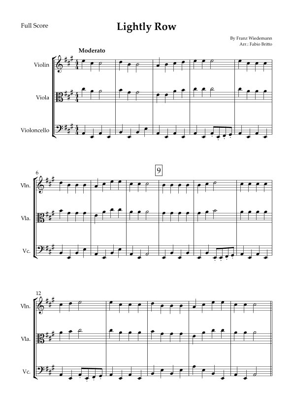 Lightly Row for String Trio (arr. Fabio Britto)