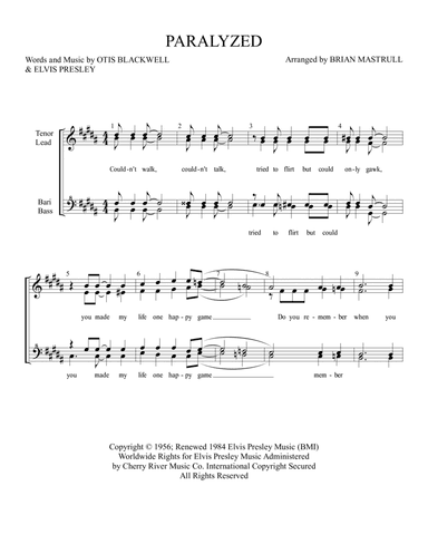 Paralyzed (arr. Mastrull Charts)