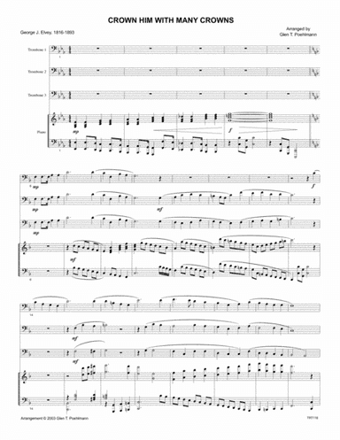 CROWN HIM WITH MANY CROWNS - TROMBONE TRIO with Piano Accompaniment (arr. Glen Poehlmann)
