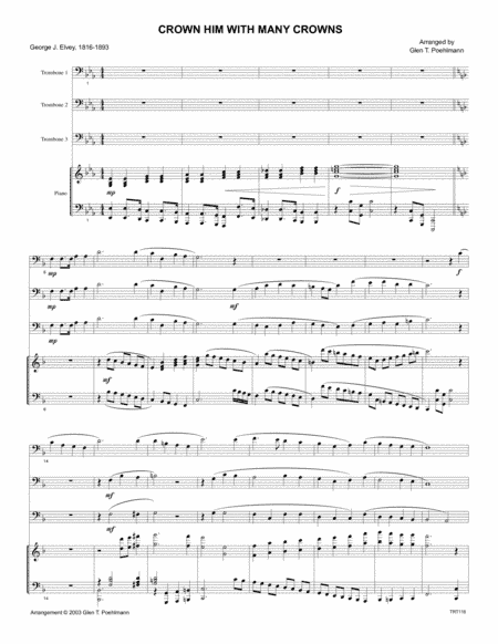 CROWN HIM WITH MANY CROWNS - TROMBONE TRIO with Piano Accompaniment (arr. Glen Poehlmann)