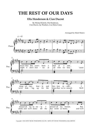 The Rest Of Our Days (arr. Mark Waters)