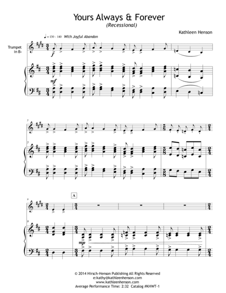 Yours, Always & Forever for Trumpet and Piano