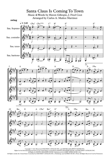 Santa Claus Is Comin' To Town (arr. Carlos Alberto Muñoz Martinez)