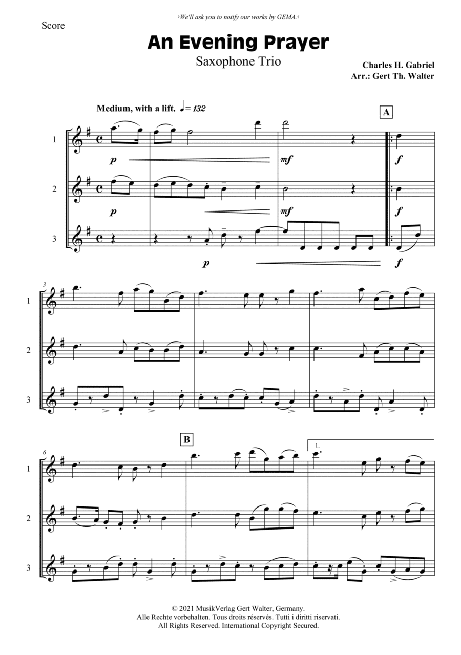 An Evening Prayer (arr. Gert Th. Walter)