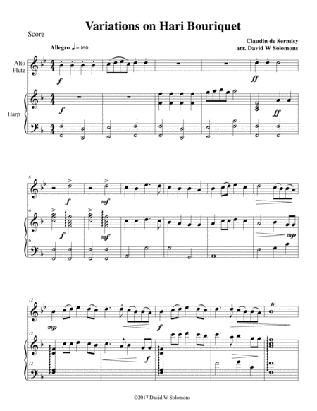Variations on Hari Bouriquet for alto flute and harp (arr. David Warin Solomons)