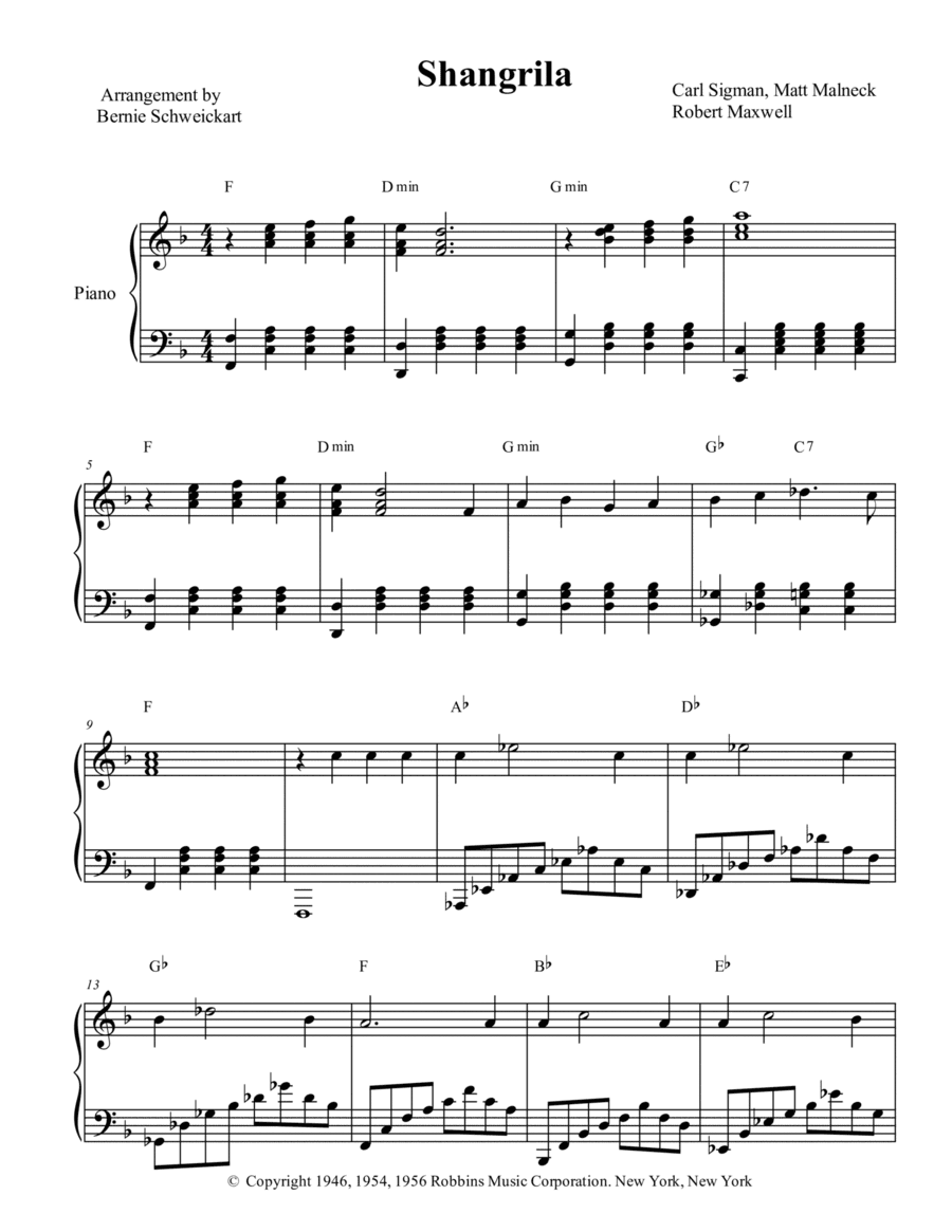 Shangri-la (arr. Bernie Schweickart)