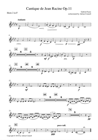 Faure - Cantique de Jean Racine orchestrated Adrian Connell - Horn 2 (arr. Adrian Connell)