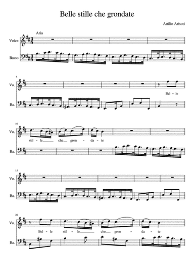 Belle stille che grondate Complete Score with Parts (arr. Benedictina Metastasio)