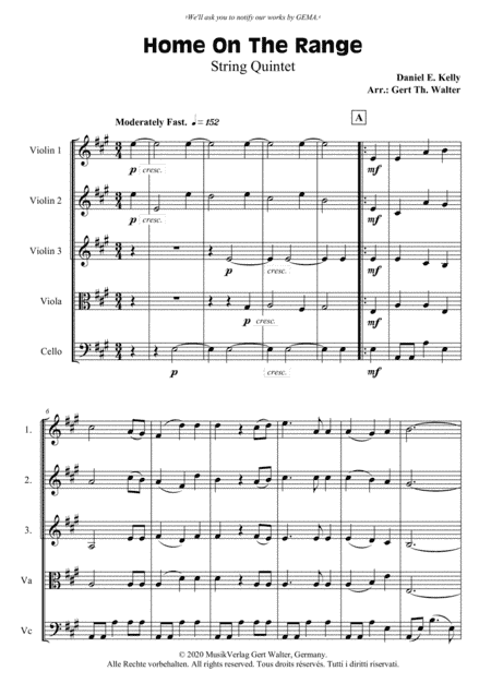 Home On The Range (arr. Gert Th. Walter)