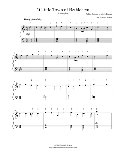 O Little Town of Bethlehem - for easy piano (arr. Samuel Stokes)