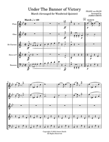Under The Banner Of Victory March for Woodwind Quintet (arr. James Smith)