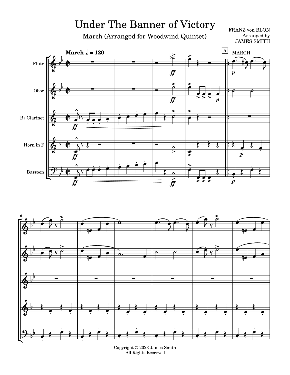 Under The Banner Of Victory March for Woodwind Quintet (arr. James Smith)