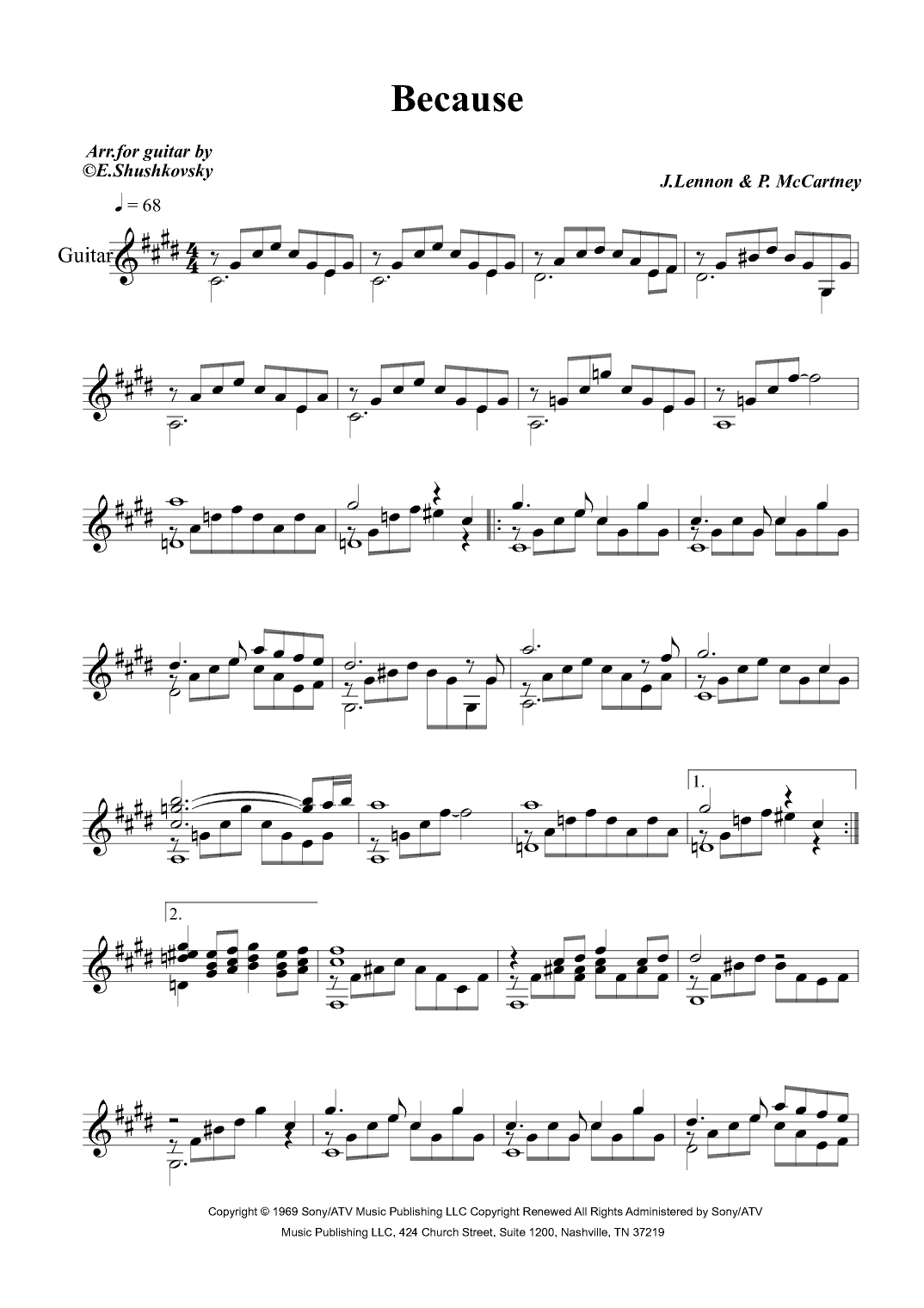 Because (arr. Evgeny Shushkovsky)