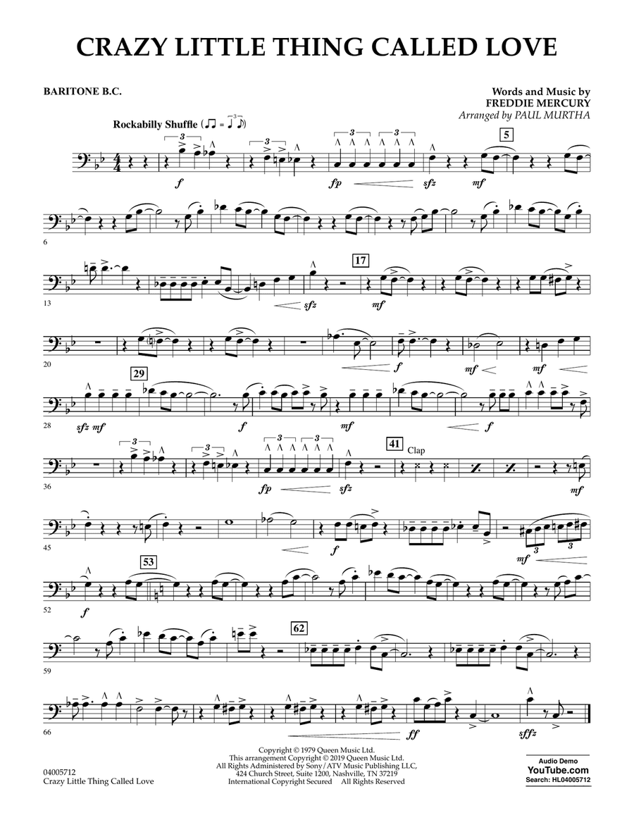 Crazy Little Thing Called Love (arr. Paul Murtha) - Baritone B.C.
