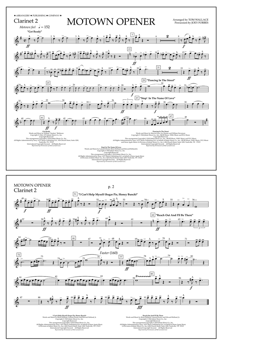 Motown Theme Show Opener (arr. Tom Wallace) - Clarinet 2