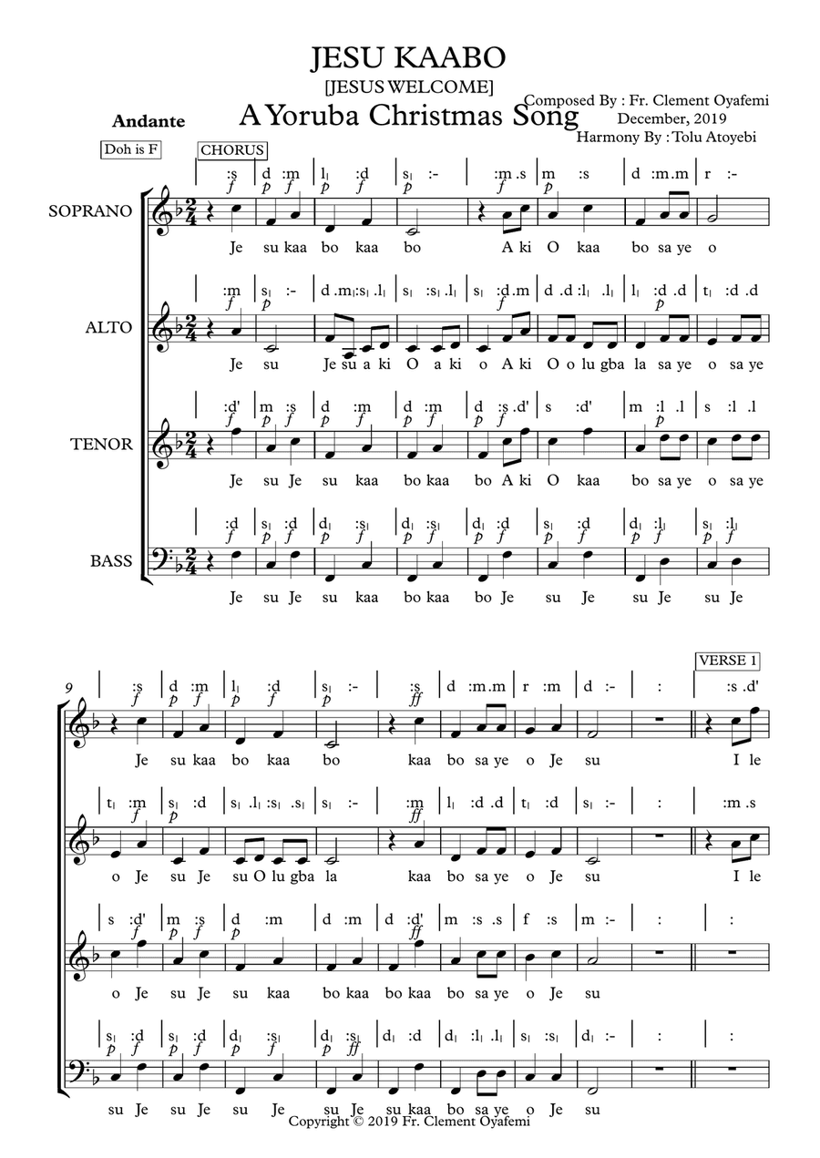 Jésù Kaabo (Jesus, welcome) A Yoruba Christmas song.