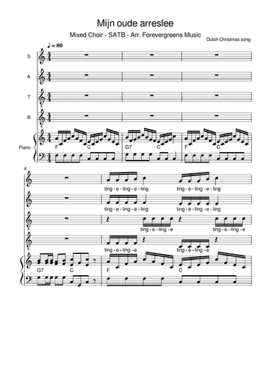 Mijn oude Arreslee - a Dutch Christmas Song - Mixed Choir - SATB - Various