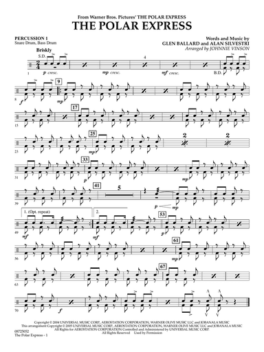 The Polar Express (Main Theme) (arr. Johnnie Vinson) - Percussion 1