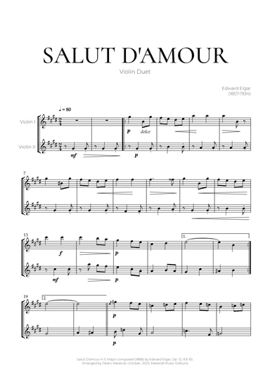 Salut D’amour (Violin Duet) - Edward Elgar