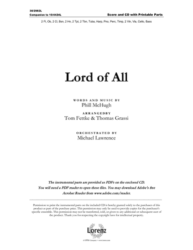 Lord of All - Orchestral Score and CD with Printable Parts