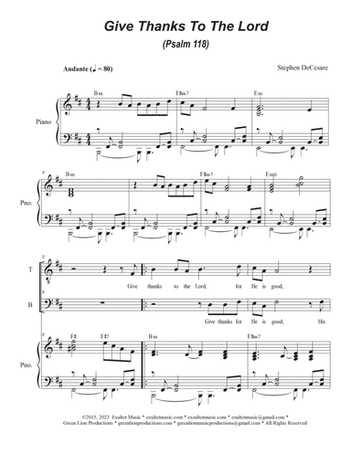 Psalms for the Easter Season (Year B) (Duets for Tenor and Bass solo)