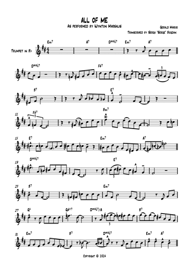 All of Me Trumpet Solo Transcription (Wynton-Marsalis-Solo-Bb-Instr) PDF