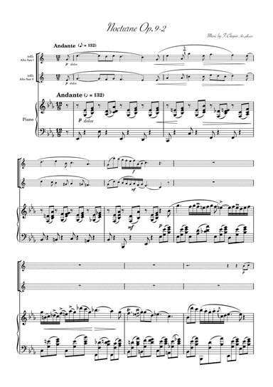 "Nocturne op.9-2" Piano Trio / alto sax duet