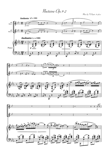 "Nocturne op.9-2" Piano Trio / Horn duet