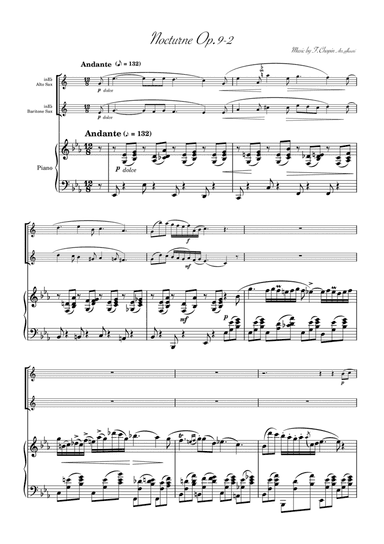 "Nocturne op.9-2" Piano Trio / Soprano Sax & Baritone Sax