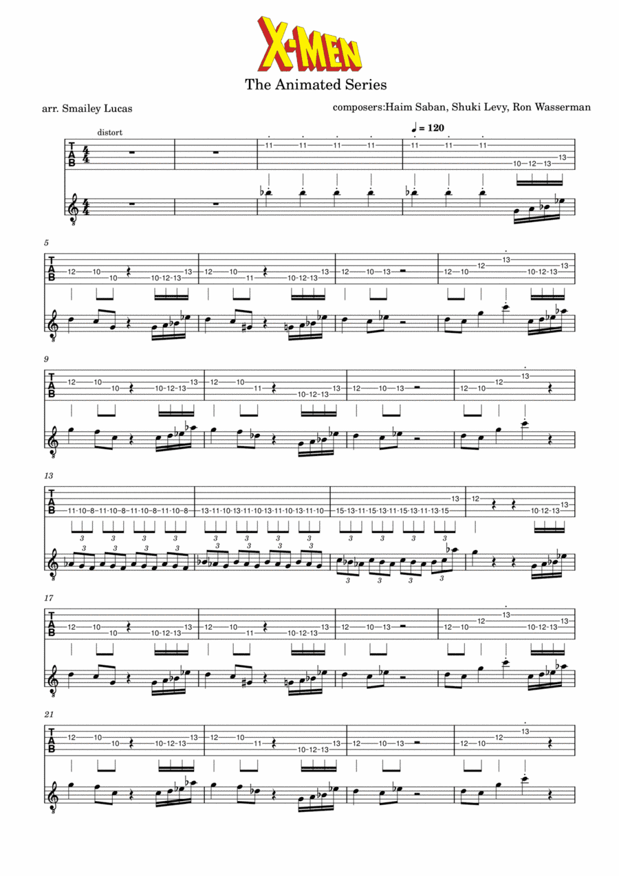 X-men - The animated Series Guitar Tab