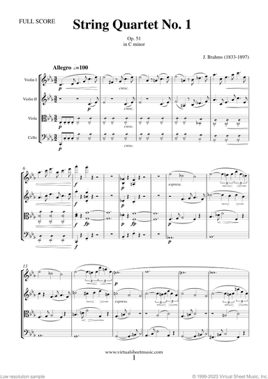 String Quartet Op. 51 No. 1 (f.score)
