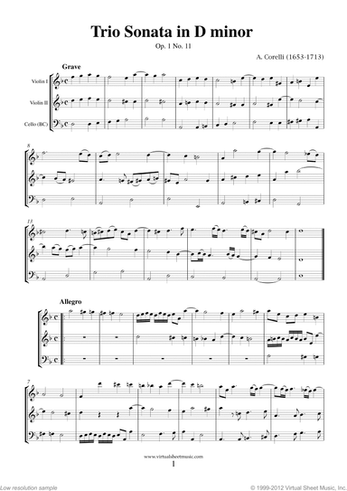 Trio Sonata in D minor Op.1 No.11 (f.score)